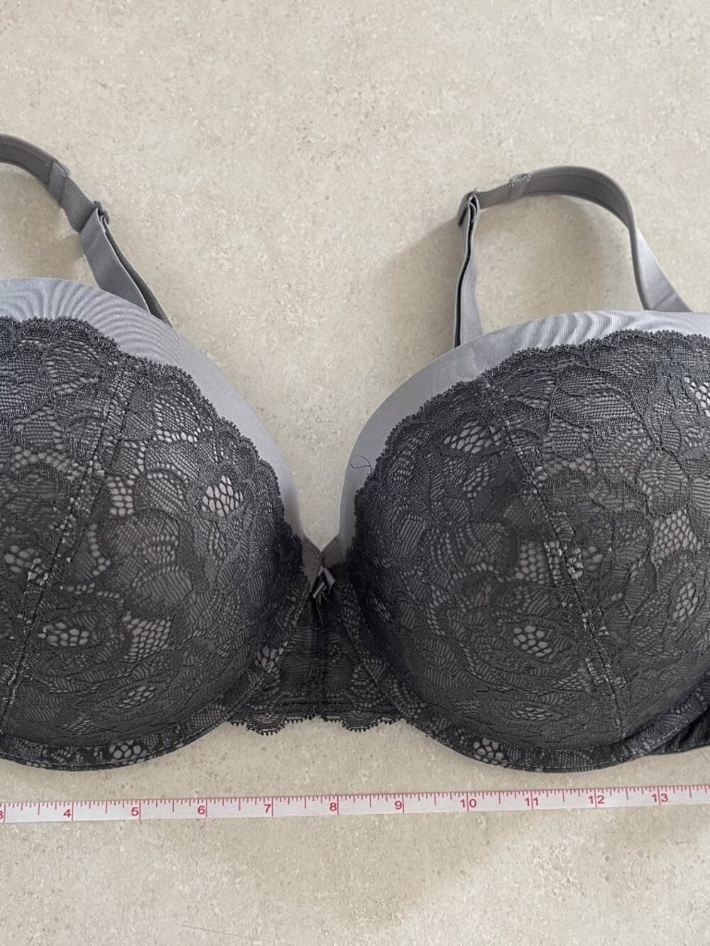 Torrid Plus Size Bra Grey Lace Lightly Padded Underwire 40DD
